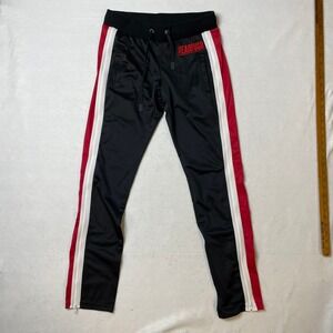 Mens HEADRUSH Track Pants Small Black‎ Red White Striped Joggers Zip Hem